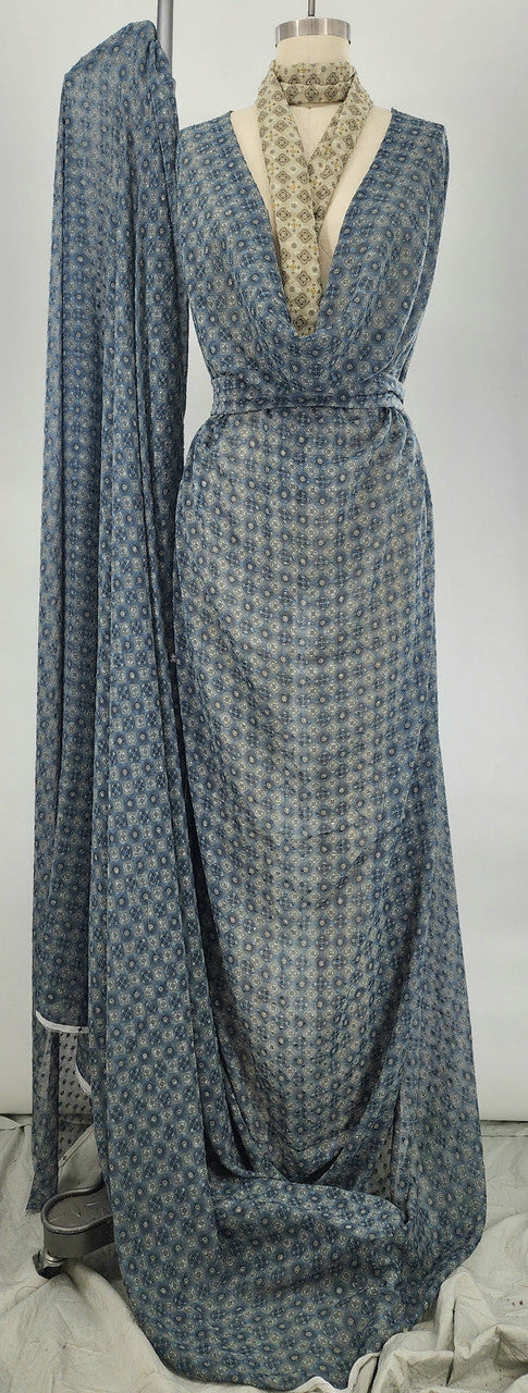 Poly Clip Dot Chiffon 1D1574 Polyester Fabric - Dusty Blue Clip Dot, 57/58" Width (1 Yard)