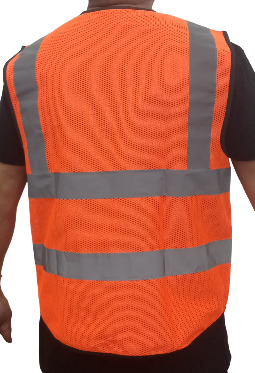 Safety Vest Polyester Fabric - Safety Orange, High Visibility, Reflective (1 Vest)