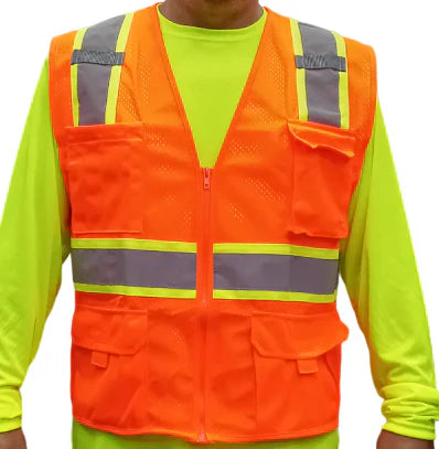 Safety Vest Polyester Fabric - Safety Orange (1 Piece)