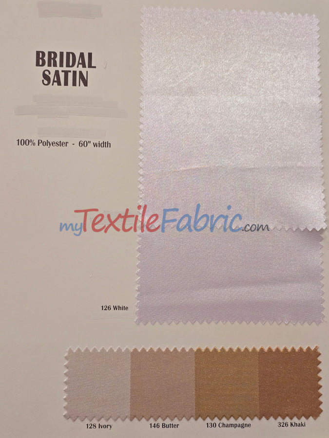 Bridal Satin Polyester Fabric - Shiny Solid, 58/60" Width, Multiple Colors (Yards, Bolts, Sample Swatches)