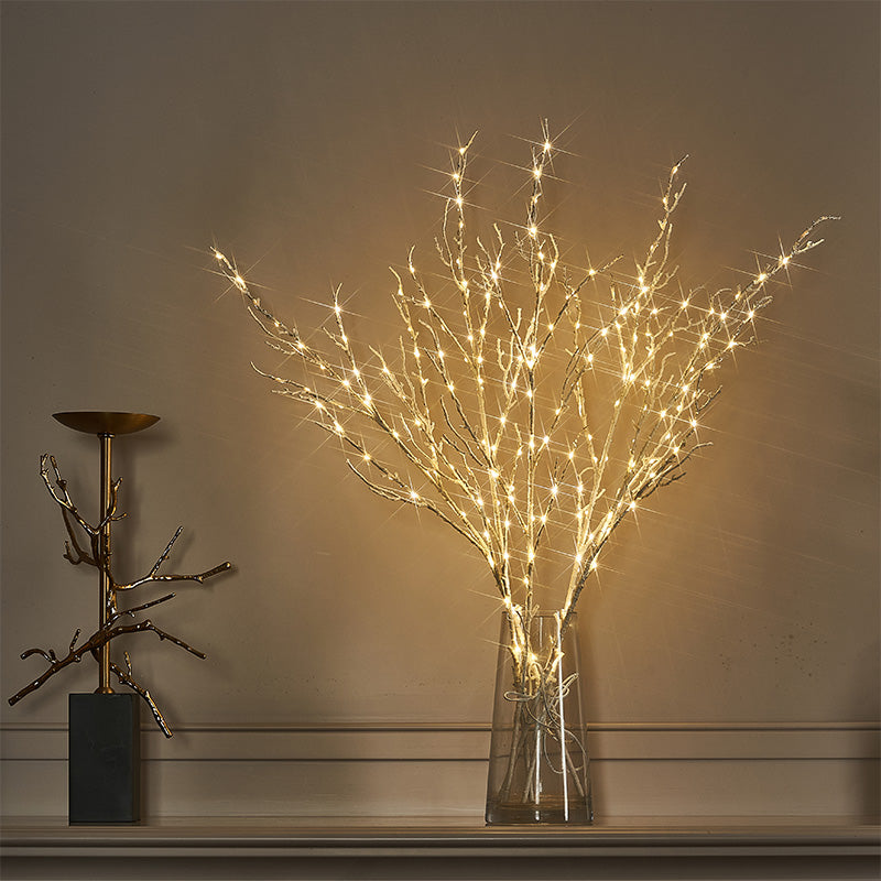 150LT White Branches, 32 Inch Plug-In LED Willow & Cherry Blossom Lights with Timer & Dimmer