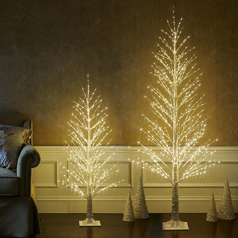 810LT White Alpine Tree, 72 Inch Plug-In LED Willow & Cherry Blossom Lights, Victorian Style Decor