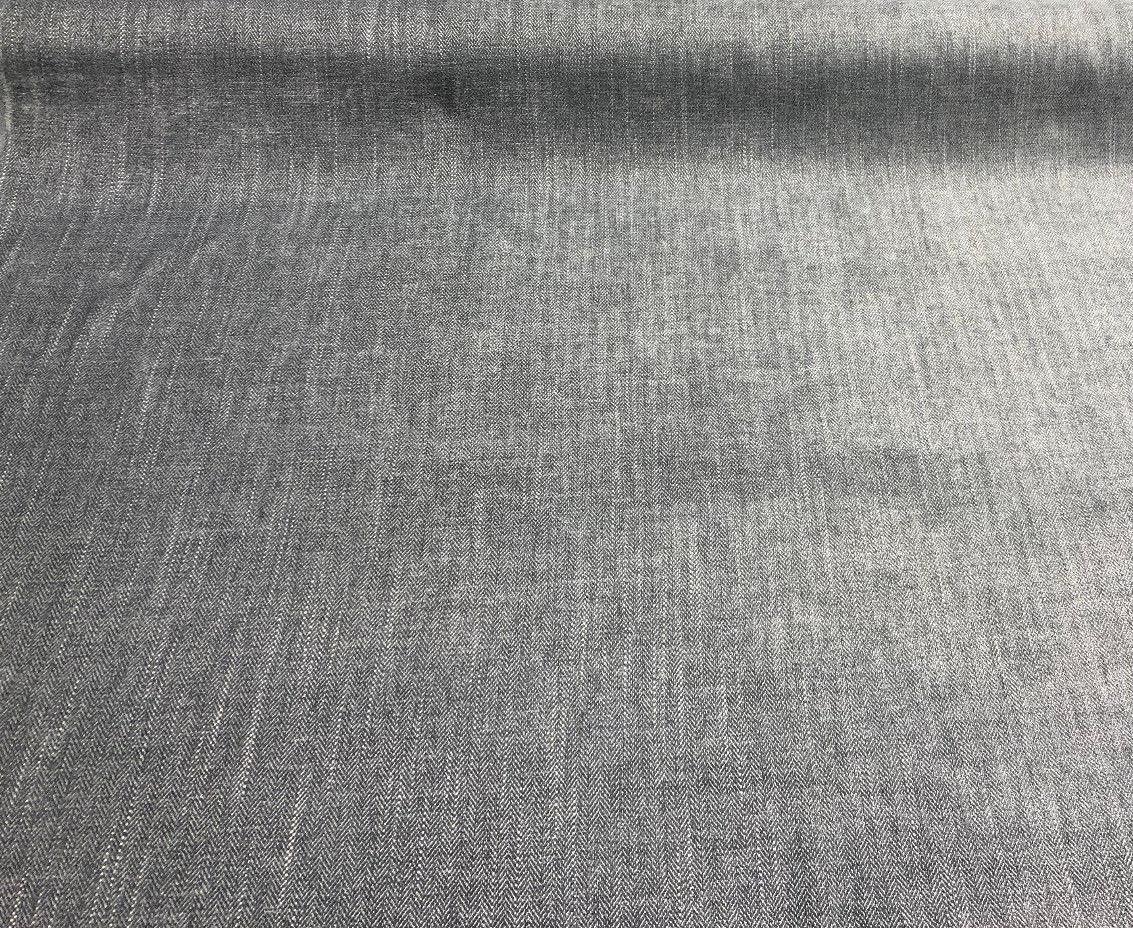 Freddie Dark Metal Soft Chenille Upholstery Fabric - Dark Metal Herringbone, 58" Width (1 Yard)