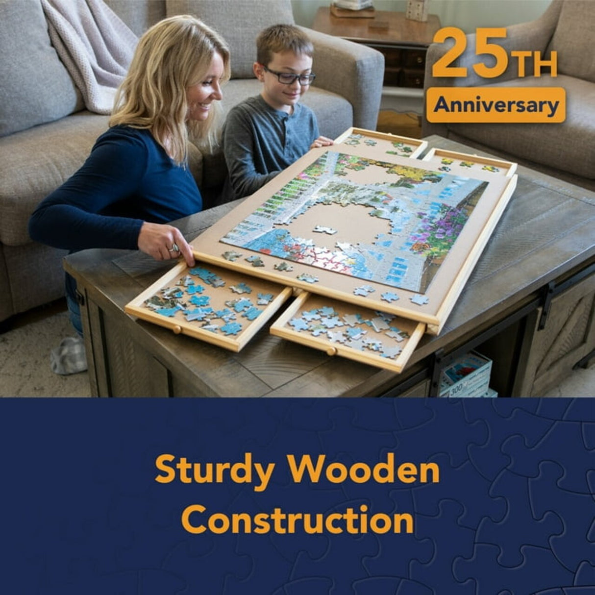 Bits and Pieces 47271 – Standard Size Wooden Puzzle Plateau for Jigsaw Puzzle Organization