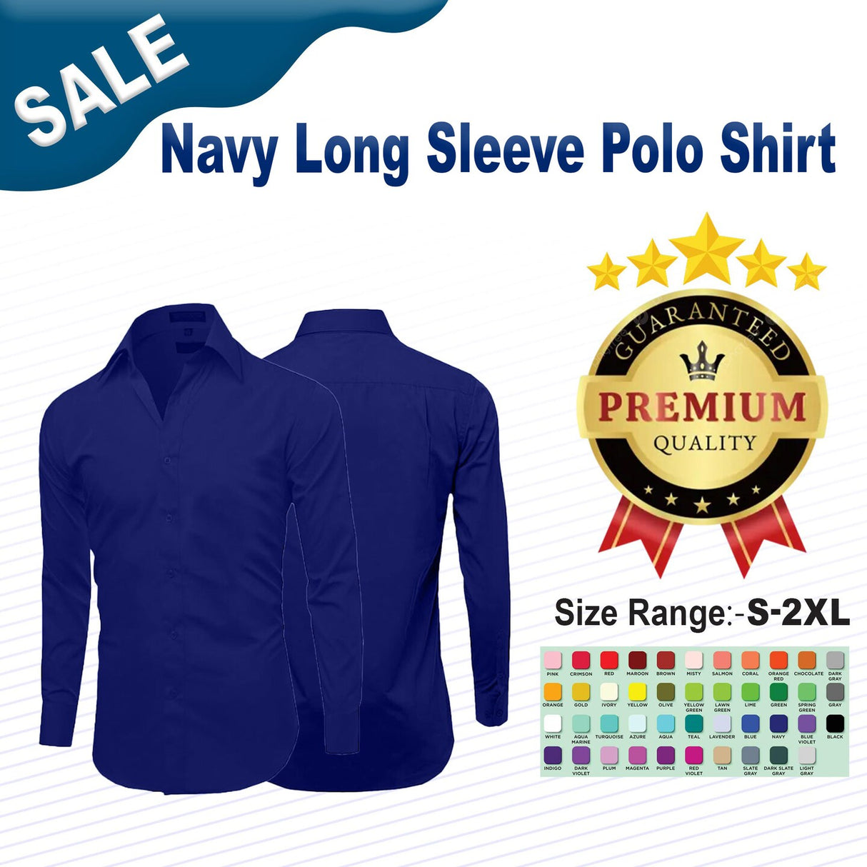 Navy Long Sleeve Polo Shirt