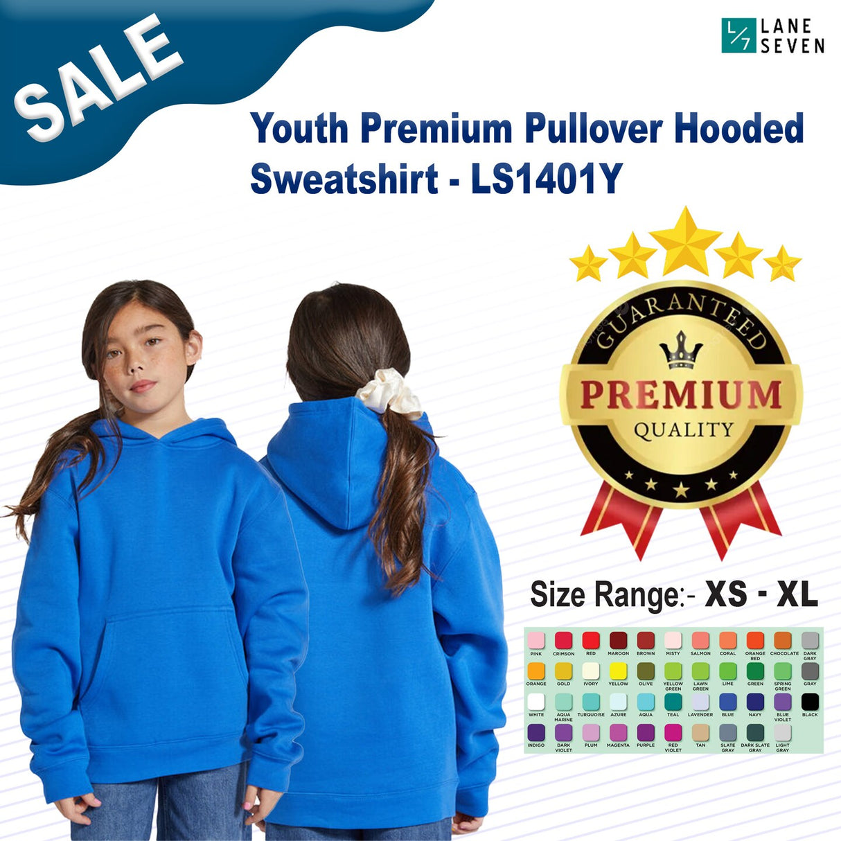 Lane Seven ® Youth Premium Pullover Hooded Sweatshirt