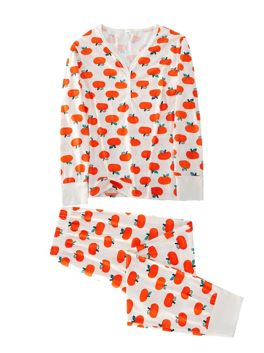 Pumpkin Printed Christmas Pajamas Outfits