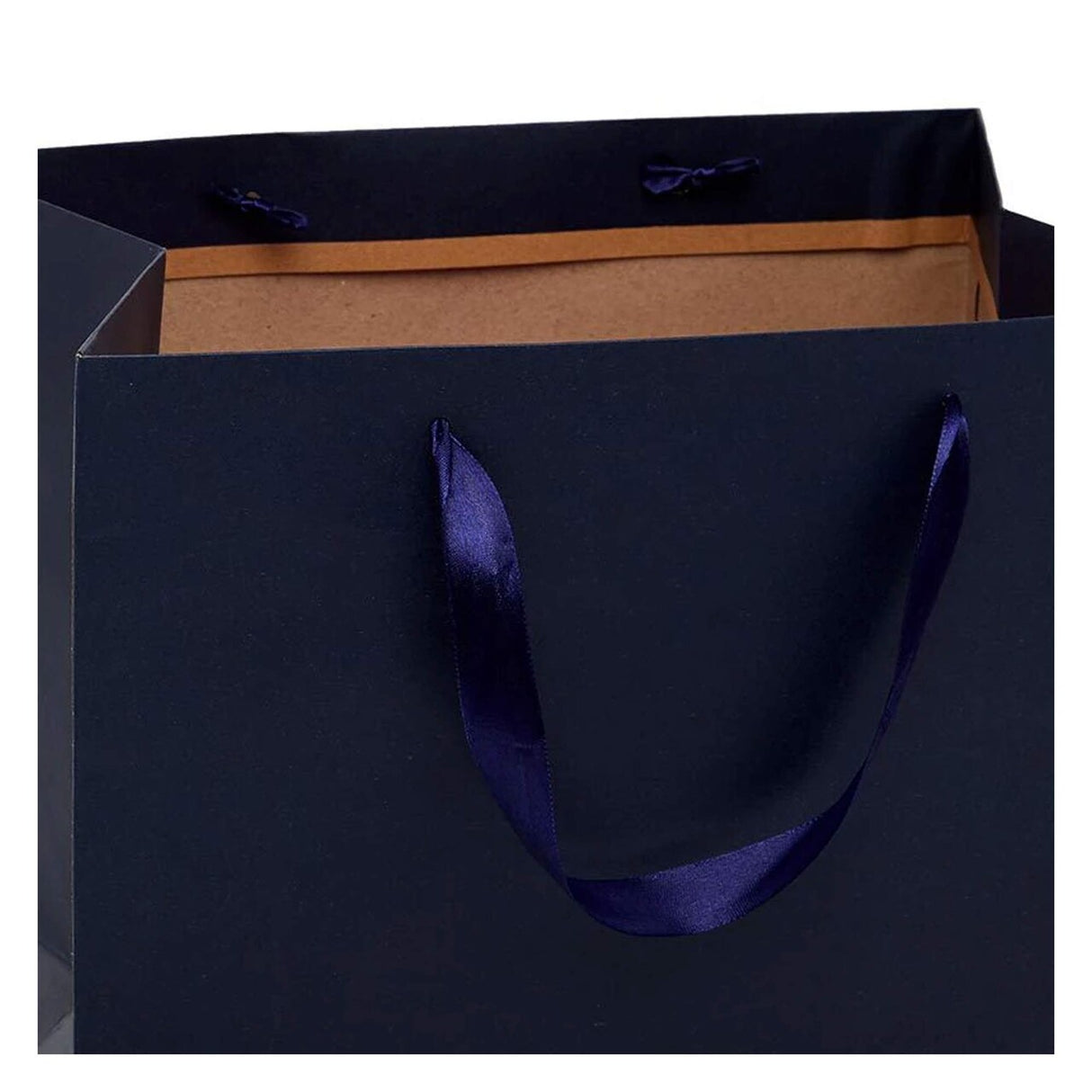 Colored Kraft Euro Totes with Satin Ribbon Handles 16''x6''x12'' Navy Color 12 EACH / PACKAGE