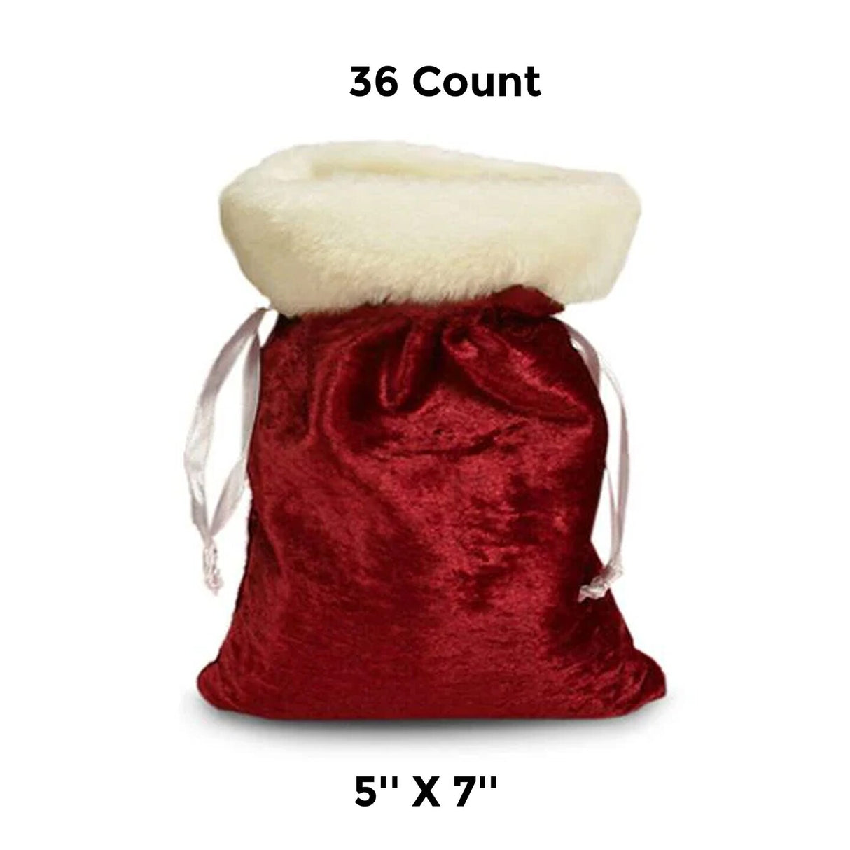 Small Christmas Velvet Bag with Plush Faux Fur 5" x 7"