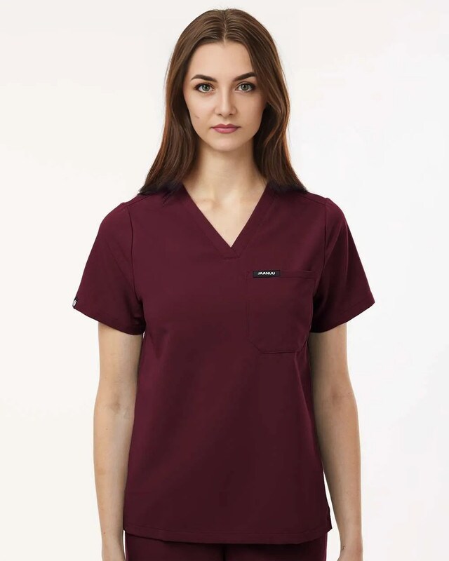 Jaanuu® Women's Calix Fit & Flare Scrub V-Neck Top