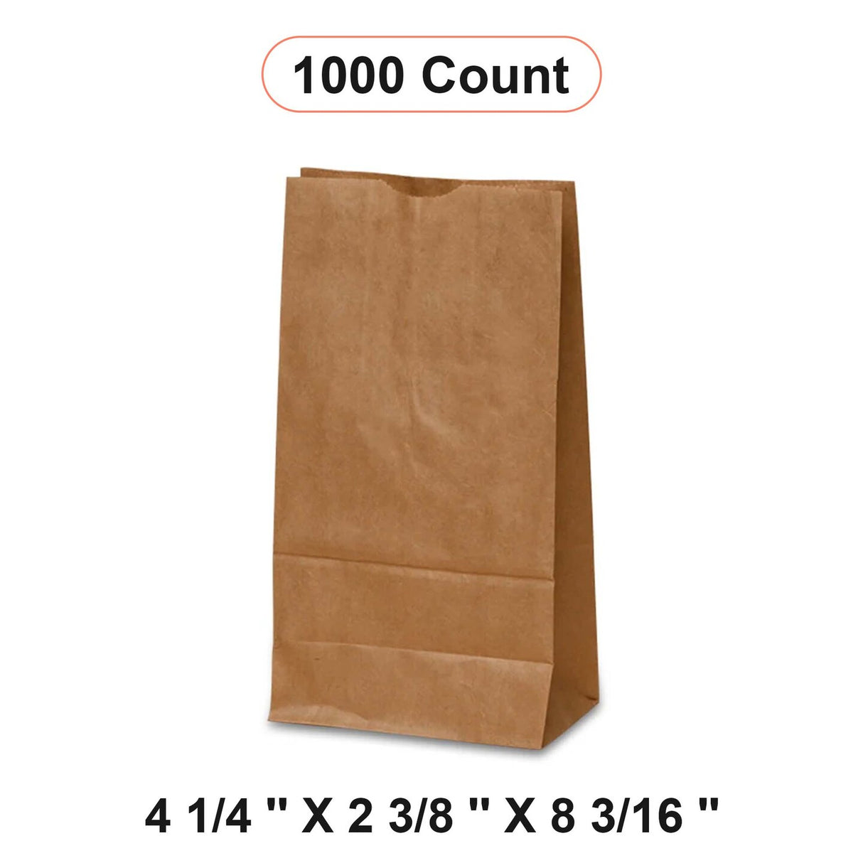 Kraft Paper Grocery Bags 4 1/4'' x 2 3/8'' x 8 3/16''