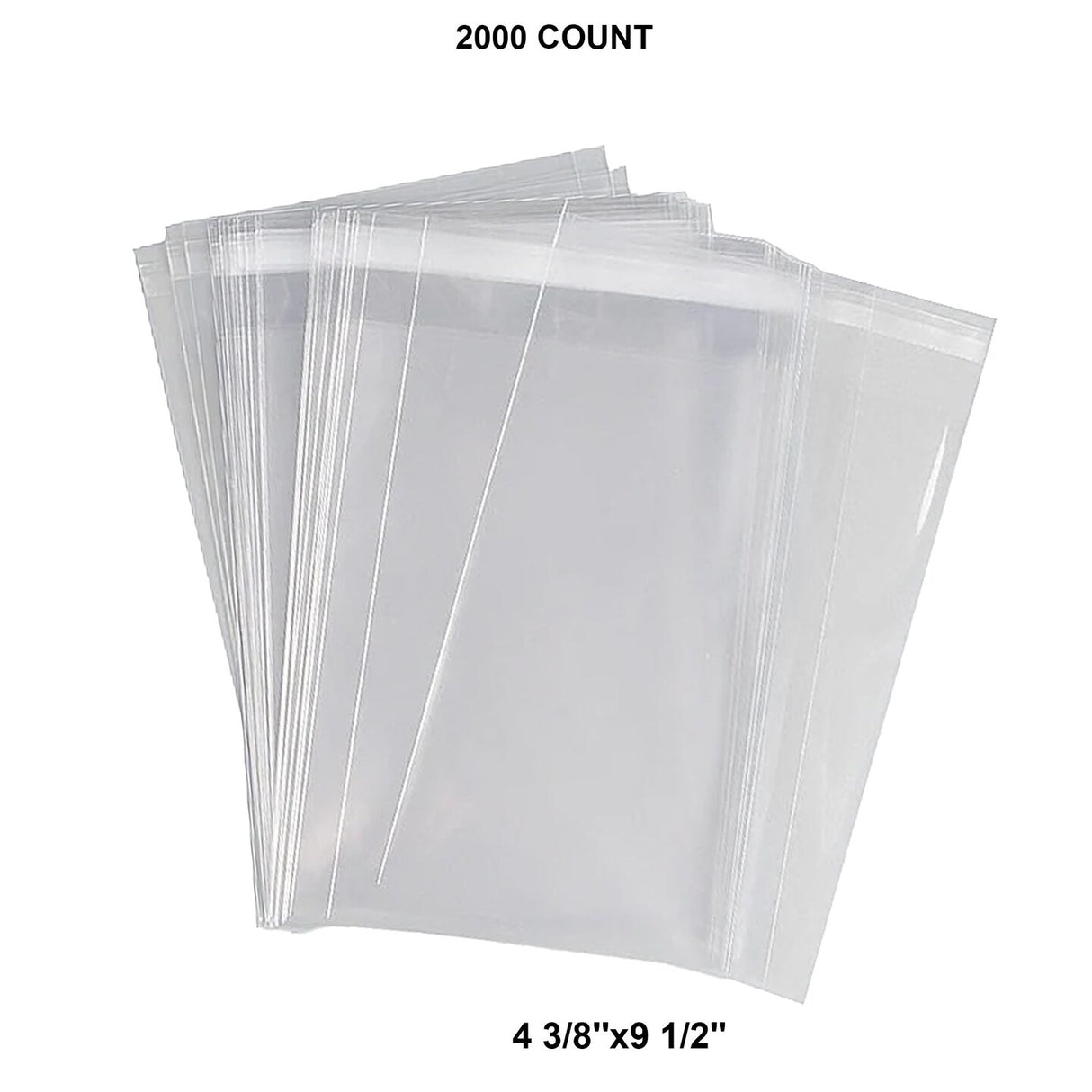 Self-Sealing Poly Bags 1.2 Mil 4 3/8'' x 9 1/2'' Lip & Tape