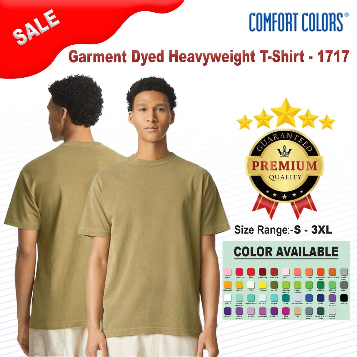 Comfort Colors® Crewneck Short Sleeve Garment Dyed Heavy weight T-Shirt