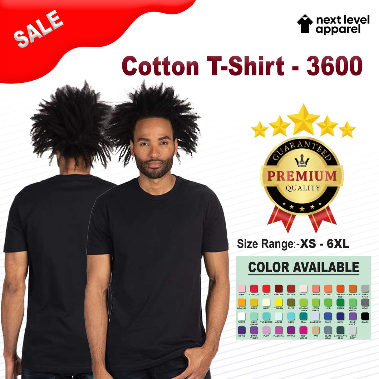 Next Level® Men Cotton Crewneck Short Sleeve T Shirt