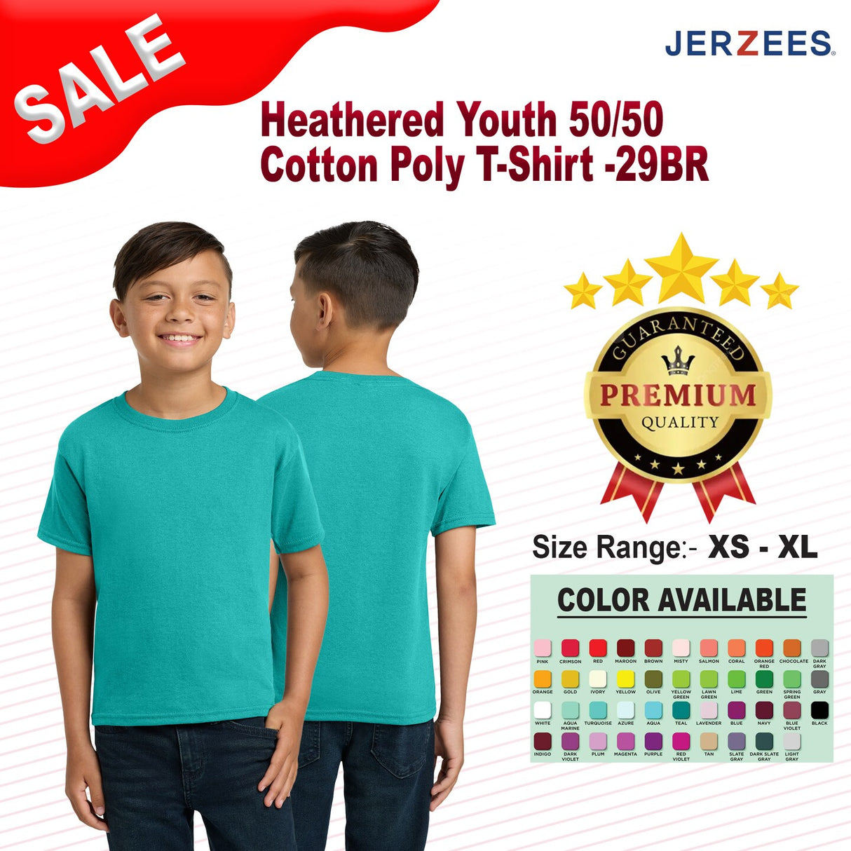 Jerzees® Dri Power Youth Cotton Polyester Crewneck Short Sleeve T-Shirt