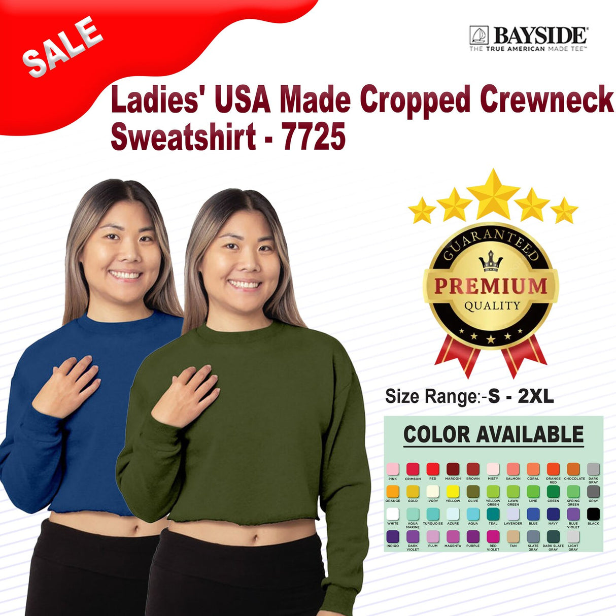 Bayside ® Ladies Usa Made Cropped Crewneck Sweatshirt
