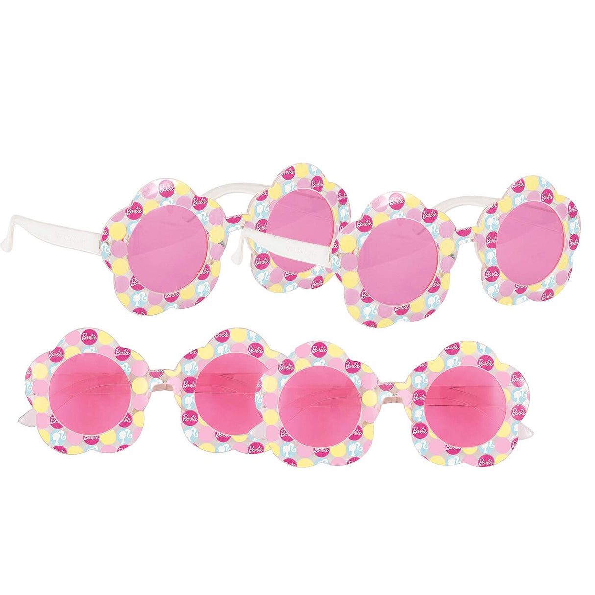 Barbie Flower-Shaped Pink Glasses – Set of 4