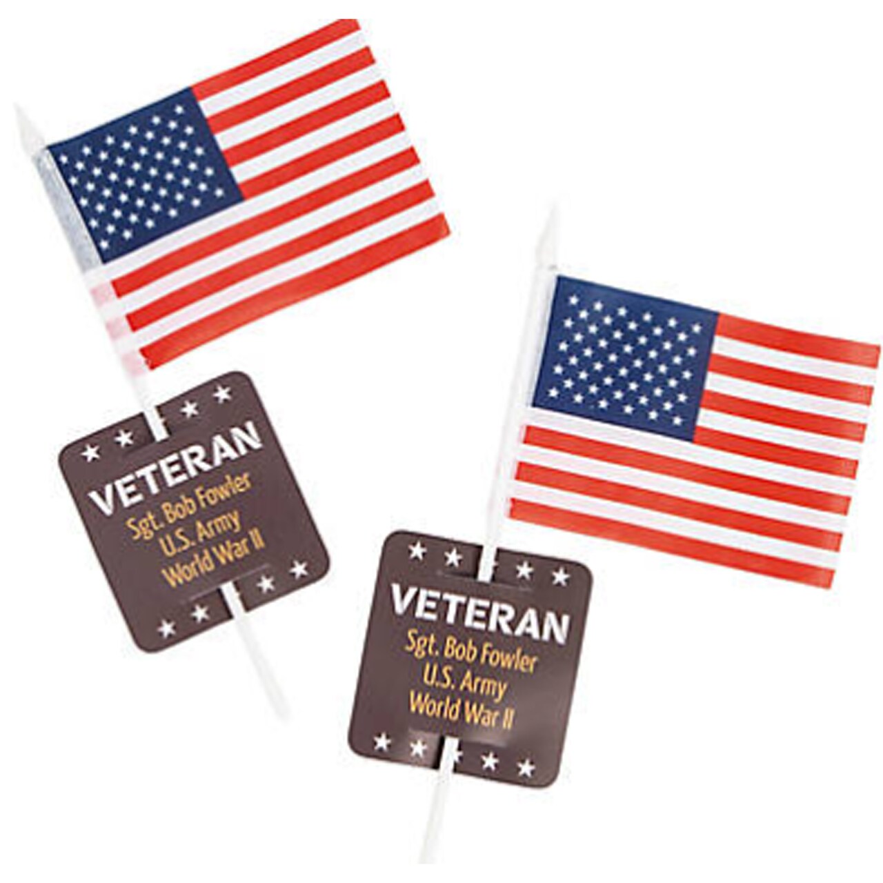 6" x 4" Personalized Veteran Flags with Card 24 Pieces