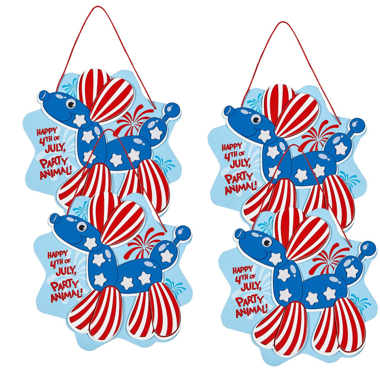 6 1/2" x 6 1/2" Patriotic Balloon Dog Foam Sign Craft Kit Makes 12