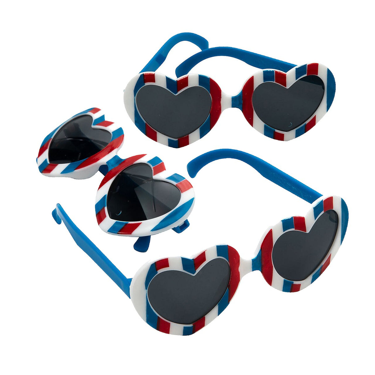 5" Kids Patriotic Stripes Heart-Shaped Plastic Sunglasses 12 Pieces