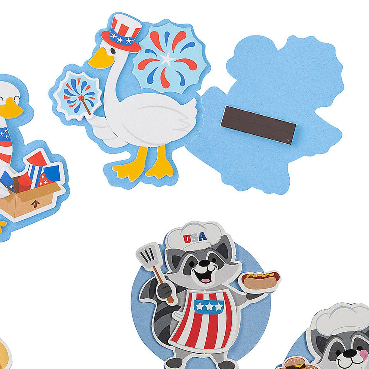Patriotic 4th of July Animal Magnet Foam Craft Kits Assortment 36 Pieces