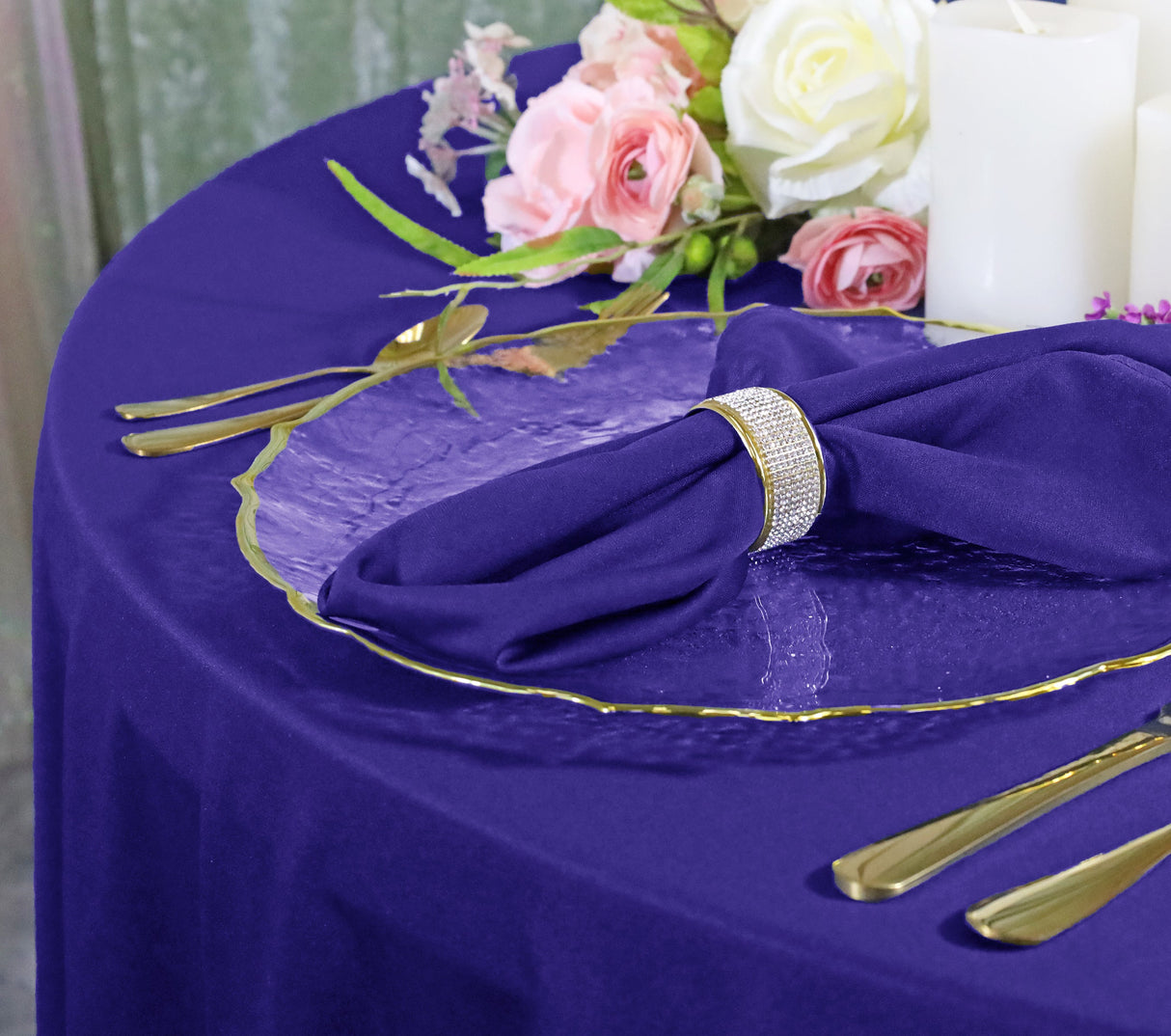 Round Scuba Tablecloth 90" Regency Purple
