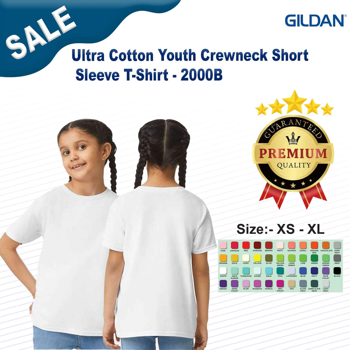 Gildan® Ultra Cotton Youth Crewneck Short Sleeve T-Shirt