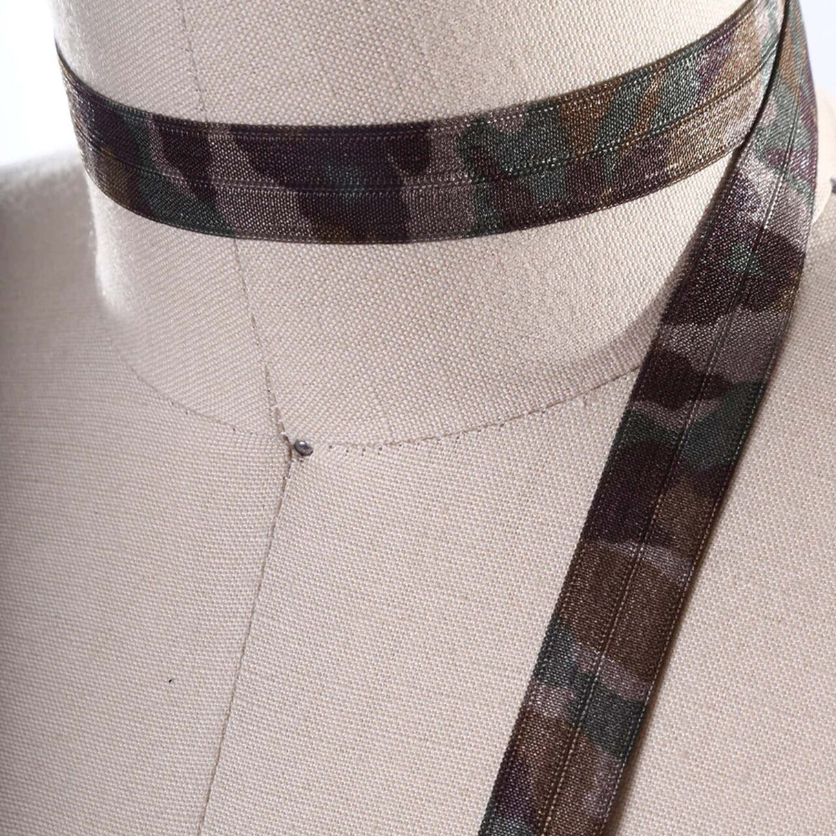 5/8" 3 Yards Army Green Camouflage Fold Over Elastic Trim Stretch Camo Bias for Headbands Crafts