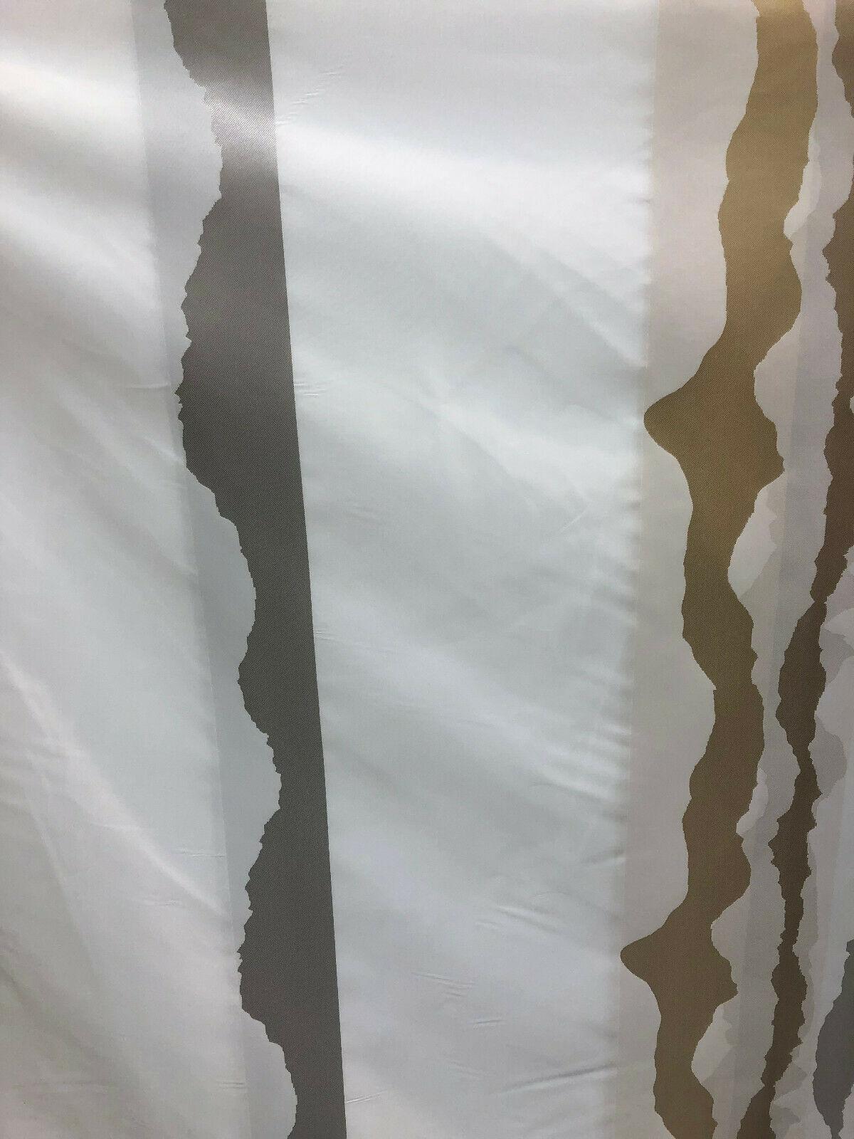 P Kaufmann Geoscape Stripe White Gold Woven Fabric - White, Gold And Silver Stripe, 118" Width (1 Yard)