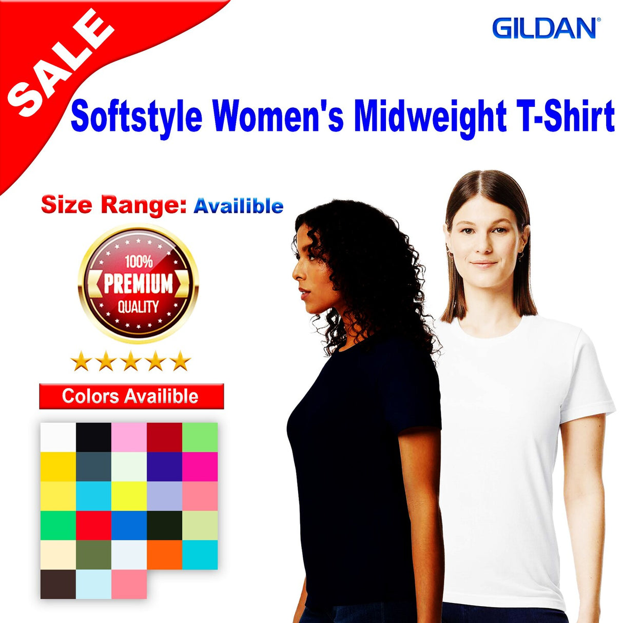 Gildan® Softstyle Women's Midweight Crew Neck Short Sleeve T-Shirt