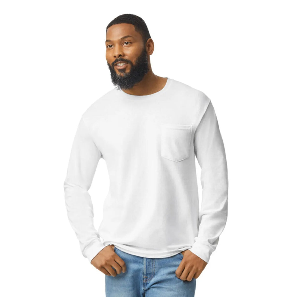 Gildan® Ultra Cotton Long Sleeve Crew-Neck Pocket T-Shirt