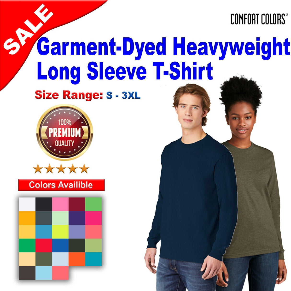 Comfort Colors® Garment-Dyed Heavyweight Long Sleeve T-Shirt