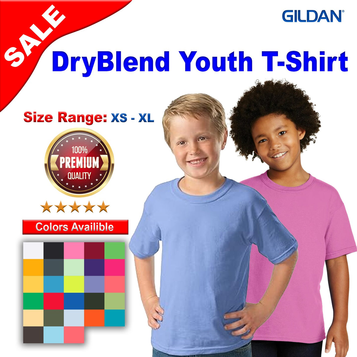 Gildan® DryBlend Youth Crewneck Short Sleeve T-Shirt