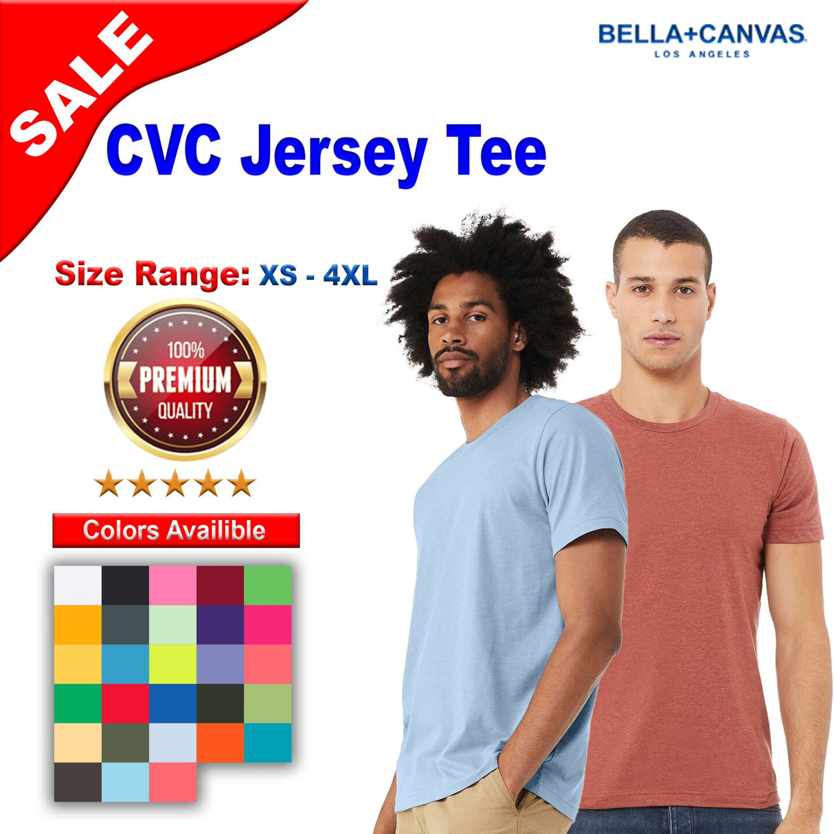 BELLA + CANVAS® Short Sleeve CVC Jersey T-Shirt Unisex Crew Neck, Soft Cotton Blend