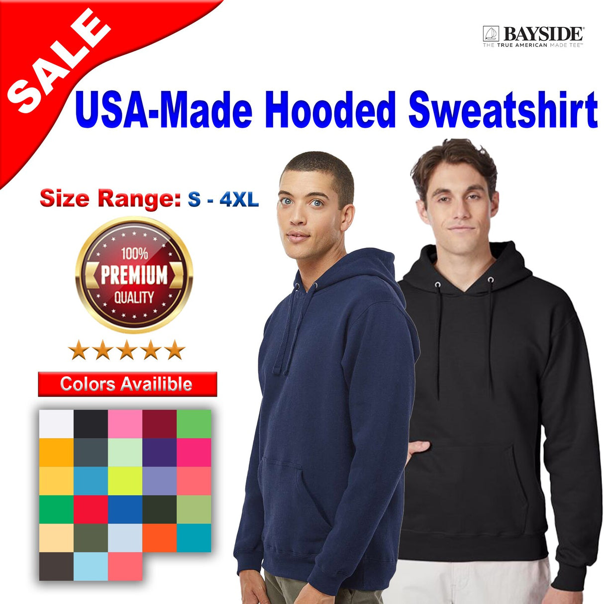 Bayside® USA-Made Hooded Sweatshirt