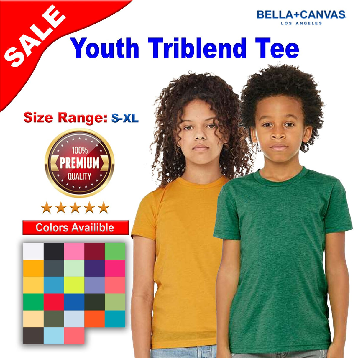 BELLA + CANVAS® Youth Triblend Crew Neck Short Sleeve Tee - 3413Y
