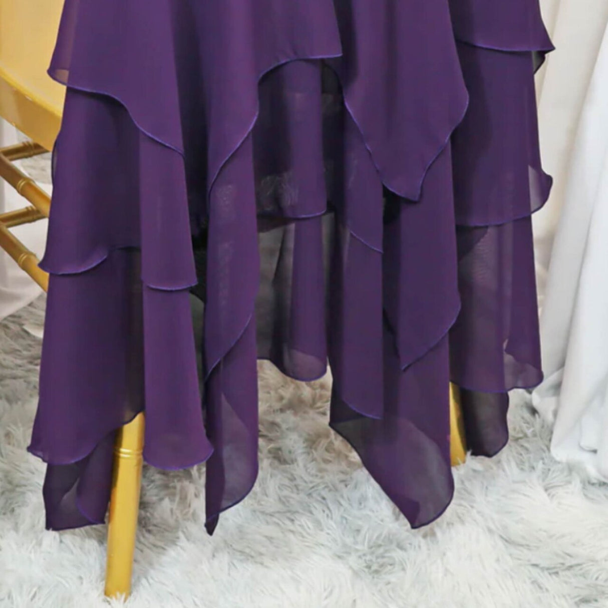 1 Piece Deep Eggplant Chiffon Chair Cover with Sash Elegant for Weddings & Events