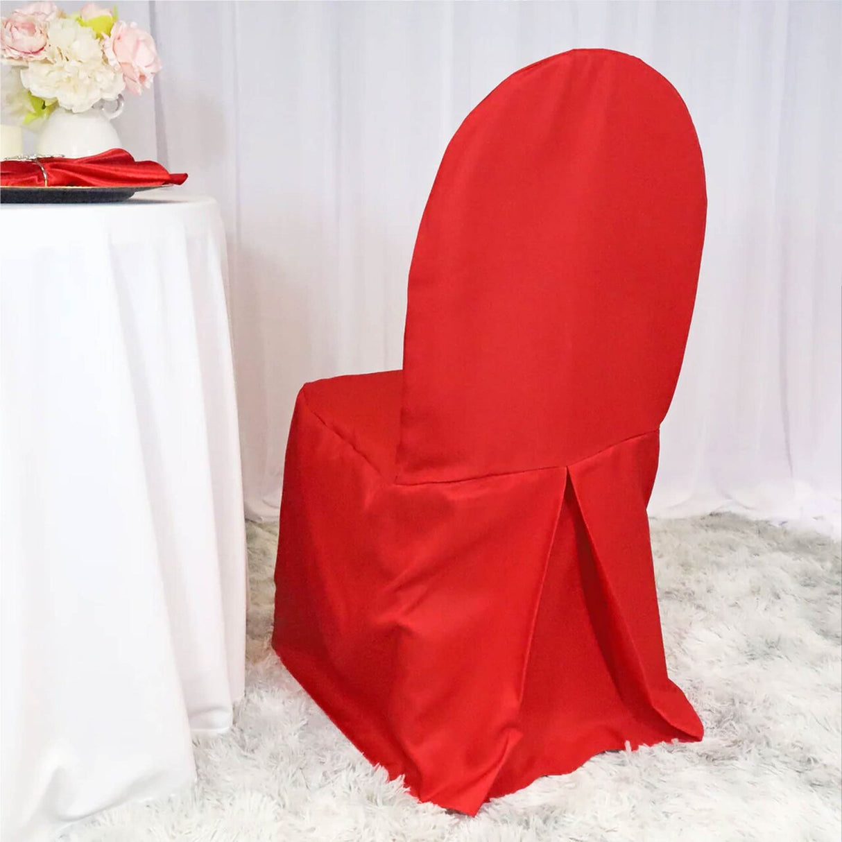 1 Piece Red Banquet Chair Cover, Stretch Polyester Slipcover for Weddings & Events