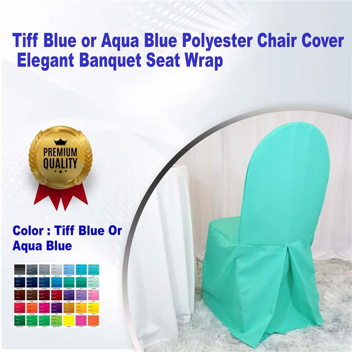 1 Piece Tiff Blue Or Aqua BluePolyester Chair Cover Elegant Banquet Seat Wrap