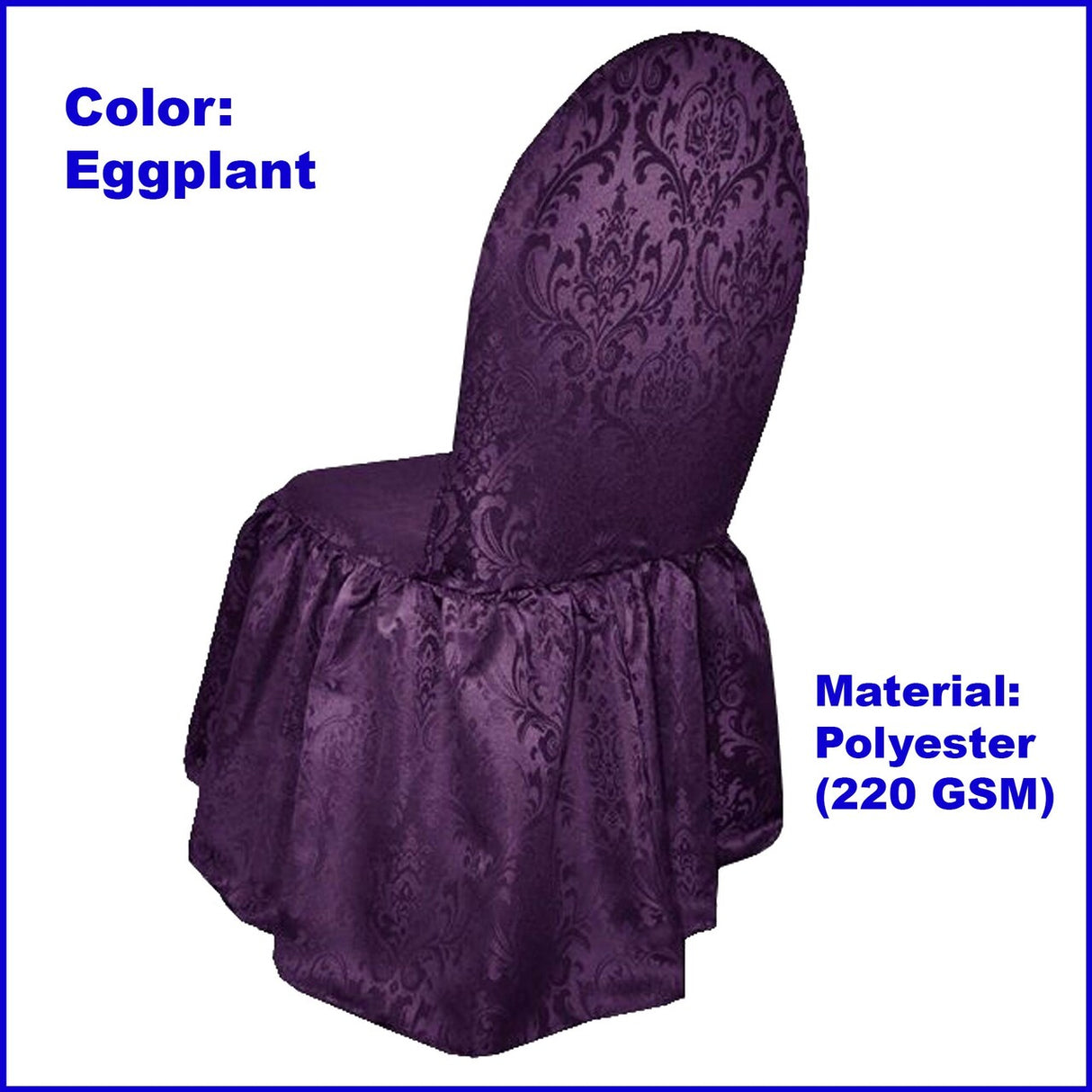1 Piece Eggplant Floral Damask Jacquard Polyester Banquet Skirt Chair Cover Elegant Event Decor