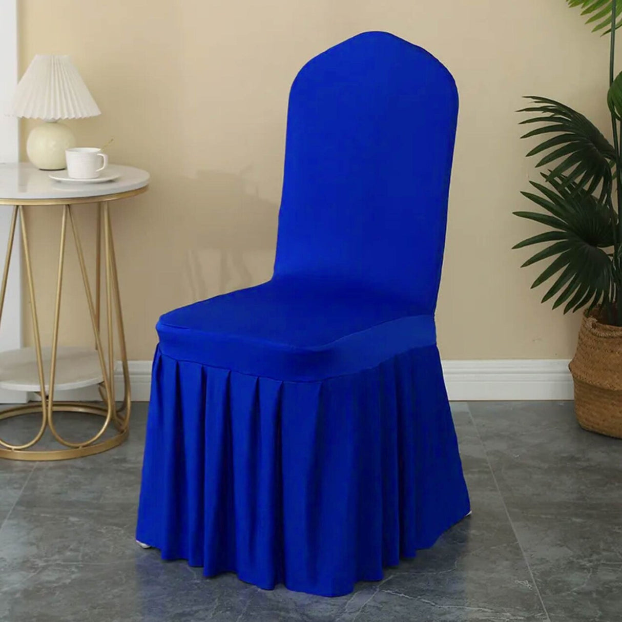 Royal Blue Spandex Skirt Banquet Chair Cover for Weddings and Formal Events