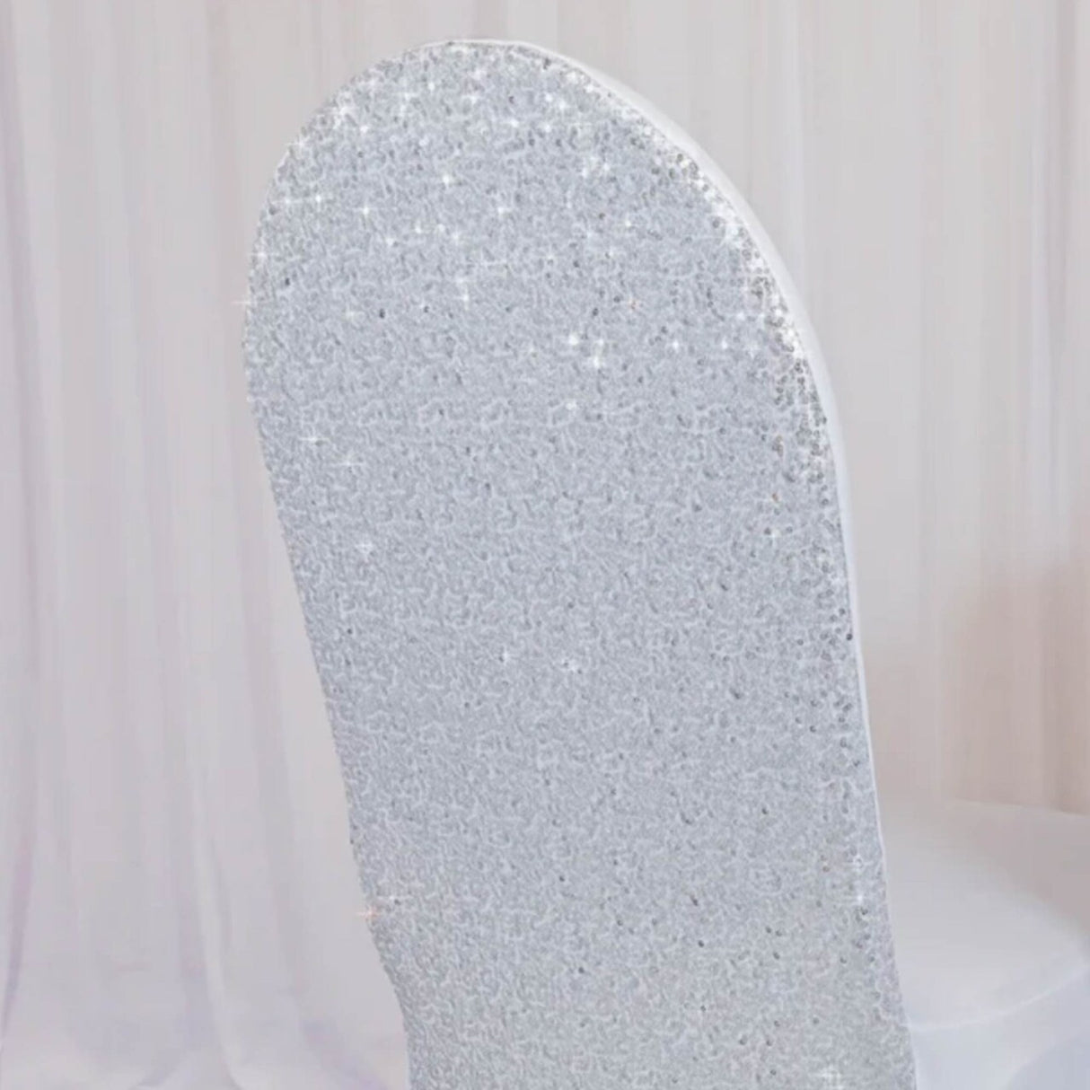 1 Piece Sequin Spandex Banquet Chair Cover Platinum Or Light Silver Stretch Elegant Decor