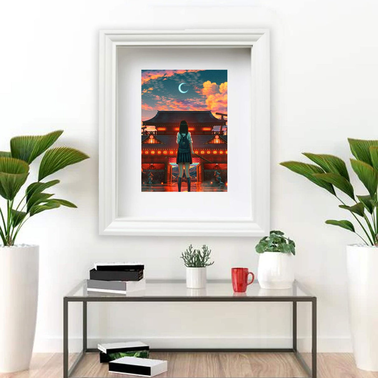 7 ¾x9 ¾" White Frame with Acid-Free Mat – Deep Profile for Hanging or Standing, Plastic Front Protection