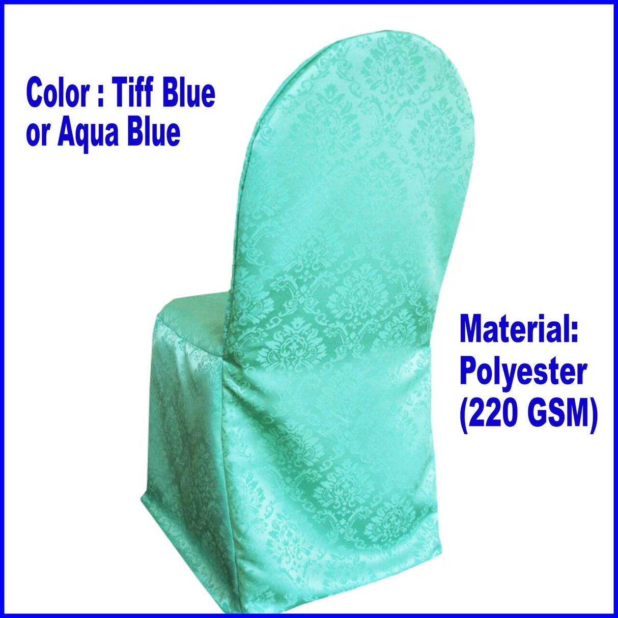 1 Piece Decorative Marquis Jacquard Polyester Chair Slipcover Tiff Blue/Aqua Blue