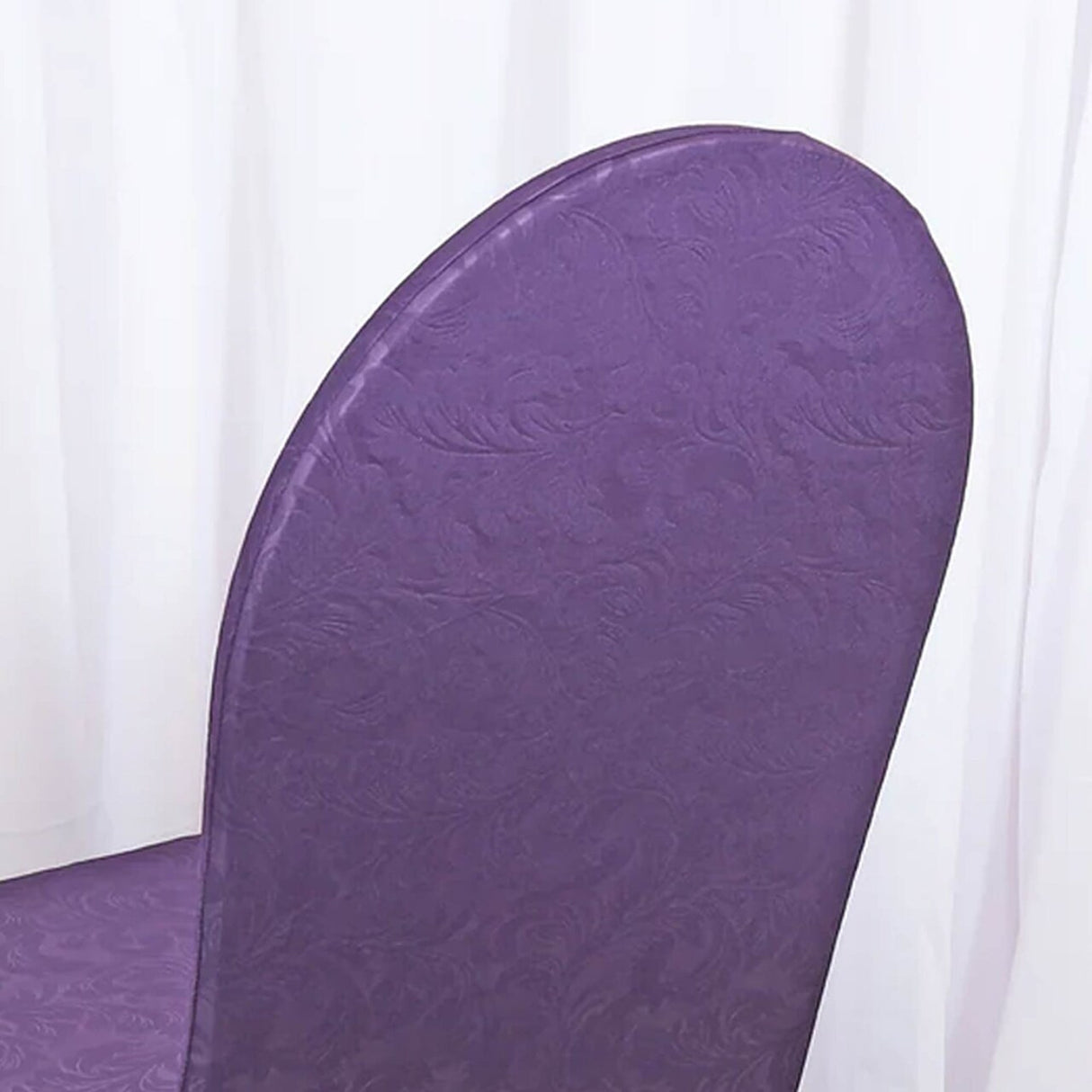 1 Piece Eggplant Embossed Vintage Spandex Chair Cover Elegant Banquet Fit