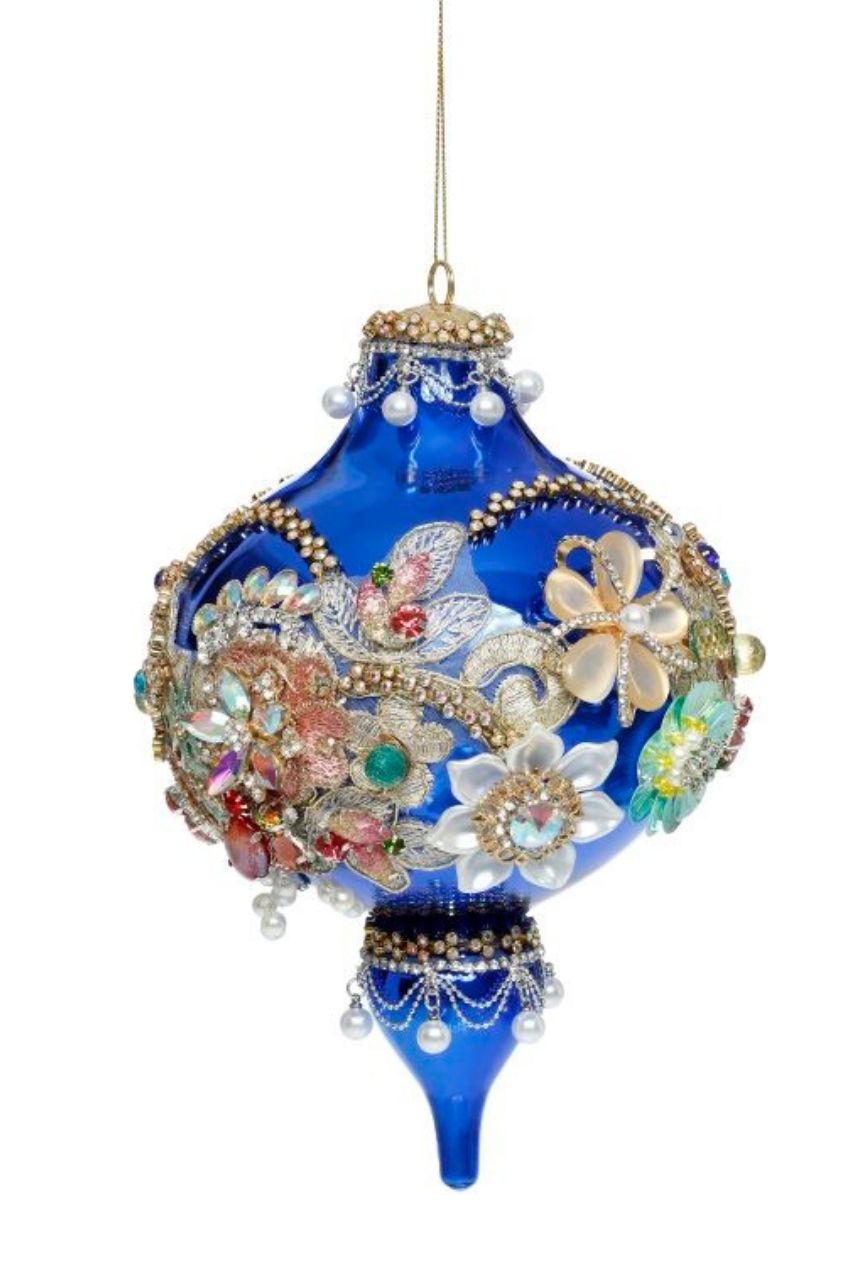 8" King's Jewel Extra Fancy Finial Ornament, Blue - Mark Roberts