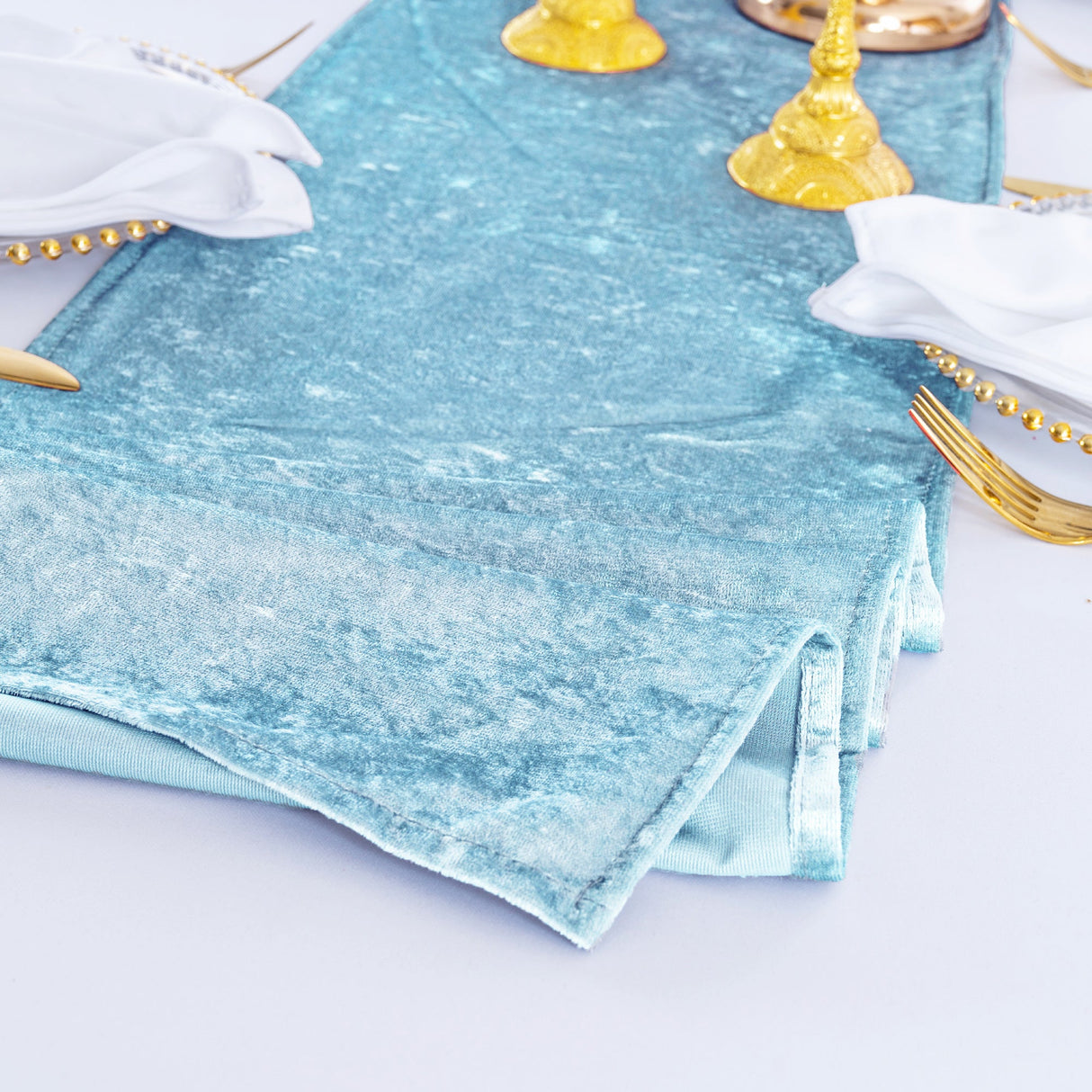 Crushed Velvet Table Runner 13x108 Baby Blue