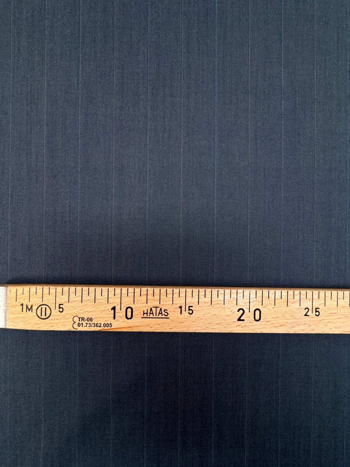 Wool Polyester Striped Suit Fabric Gray Blue