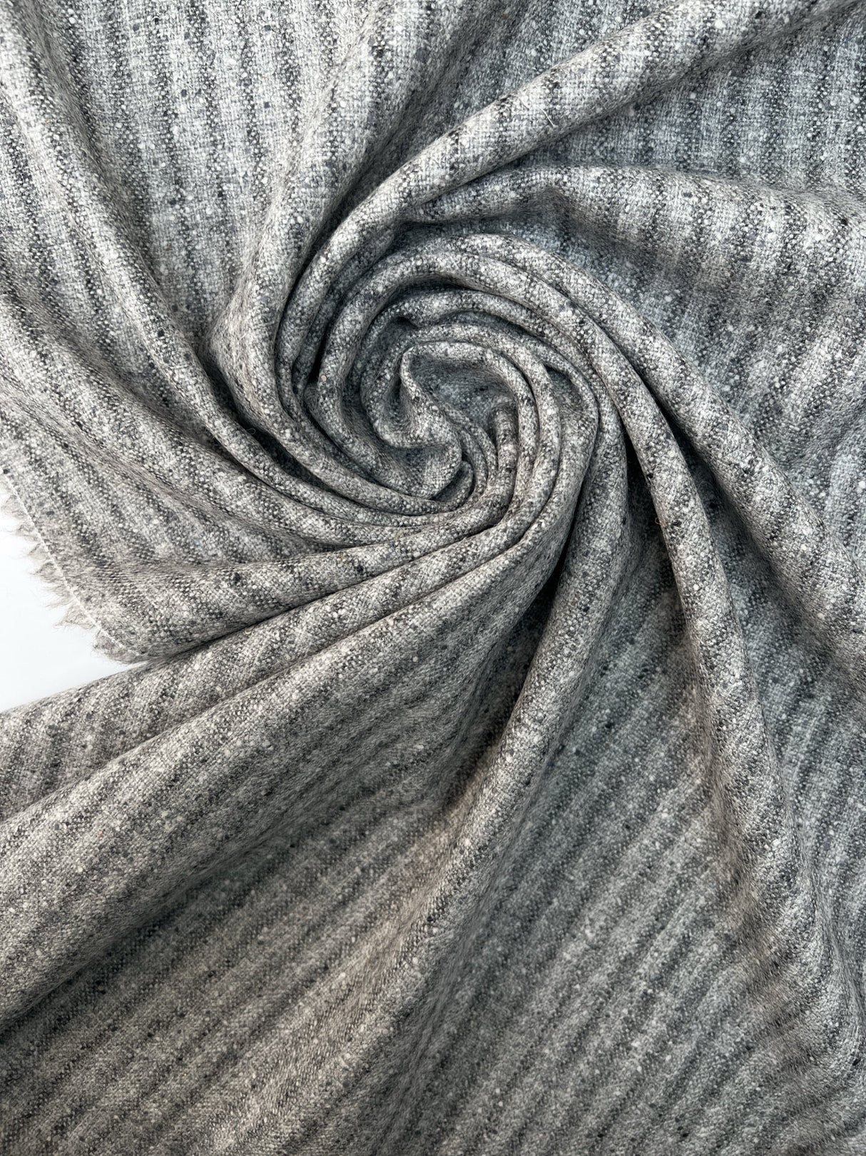 Gray Wool Flammé Stripe Fabric