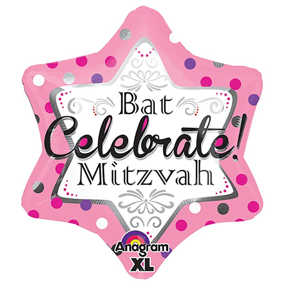 Foil Balloon Bat Mitzvah Pink 21 Inch